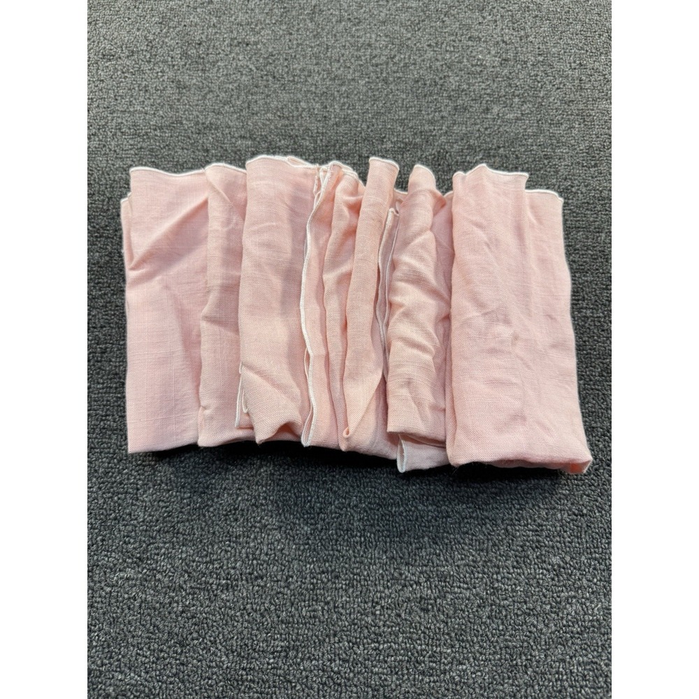 Vintage Lot Of 8 Pink 15x15 Linen Napkins